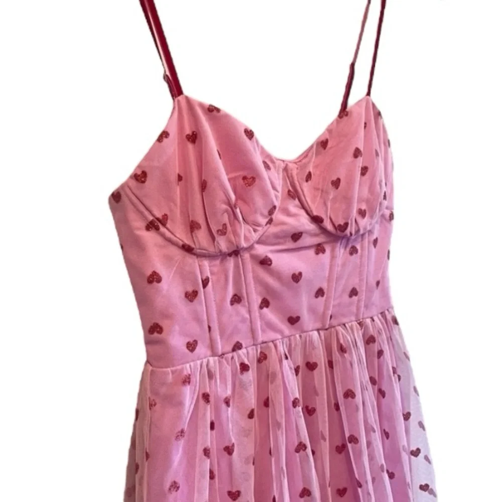 Betsey Johnson Pink Midi Dress with Red Heart Print - Picture 5 of 13